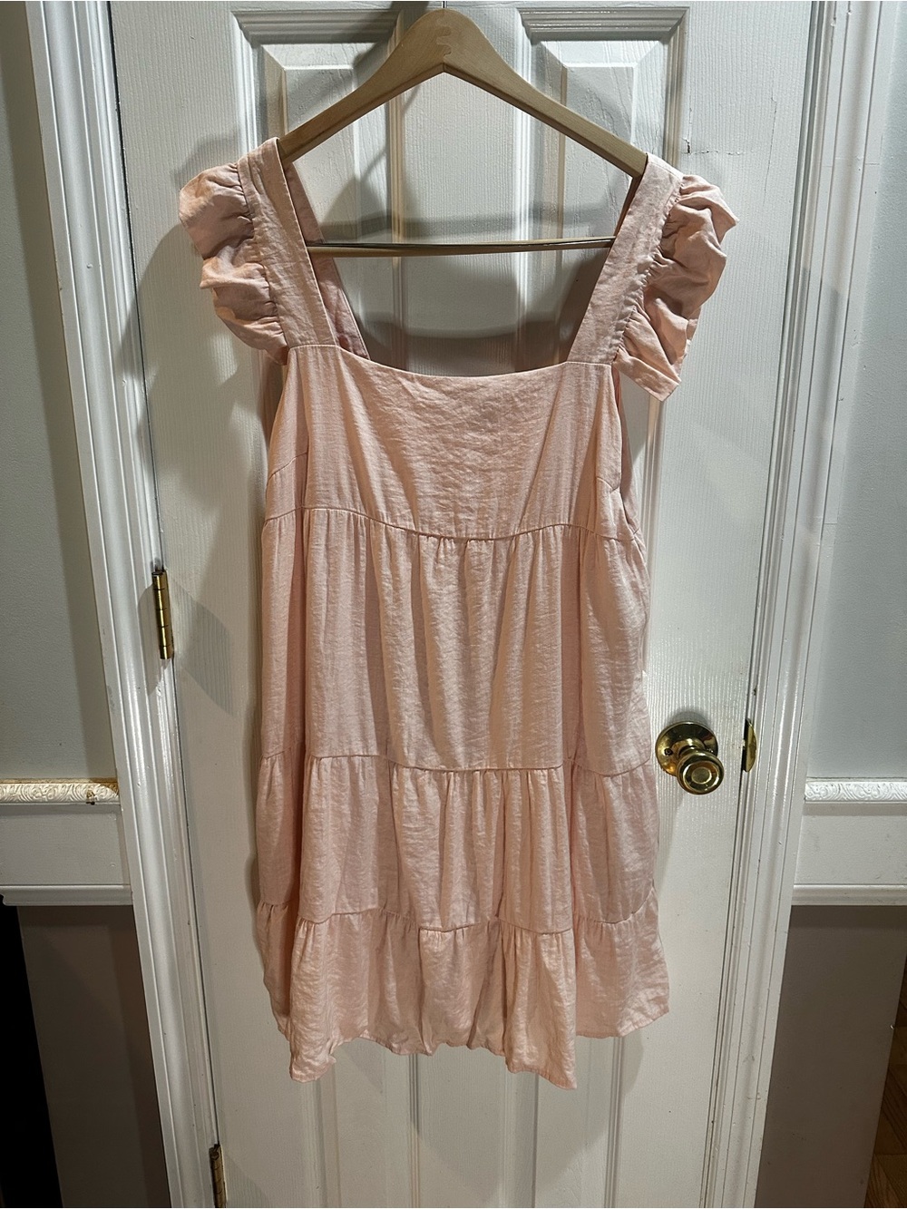 Hudson Gray Pink Ruffle Sleeve Above Knew Dress Pockets Lined